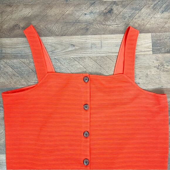 J Crew orange ribbed button stretchy tank preppy top 2X - Picture 3 of 8